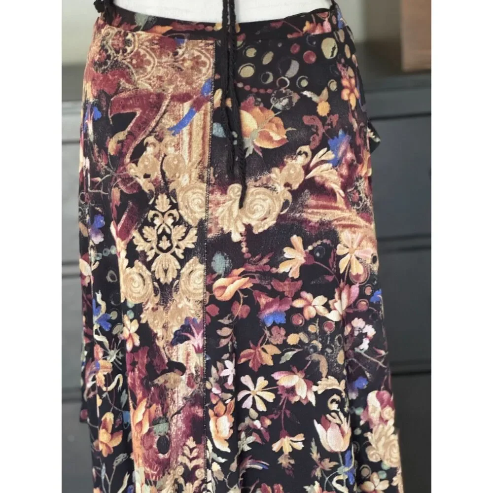 Fuzzi Italy Mesh Asymmetrical Skirt Floral Baroque Art To Wear Whimsigoth Y2K M
